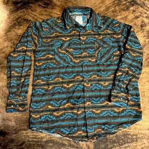Panhandle Aztec Pearl Snap Button Down - Size L